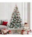 vidaXL Artificial Hinged Christmas Tree with Cones and Berries 210 cm