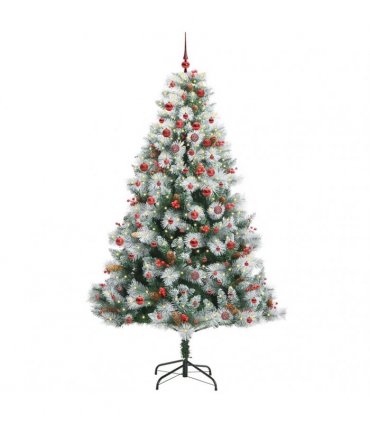 vidaXL Artificial Hinged Christmas Tree with Cones and Berries 210 cm