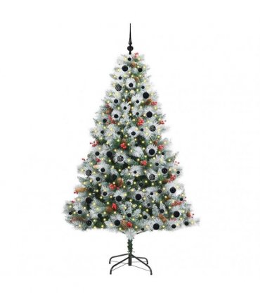 vidaXL Artificial Hinged Christmas Tree with Cones and Berries 210 cm