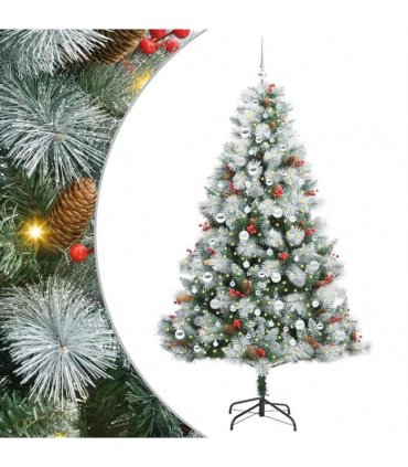 vidaXL Artificial Hinged Christmas Tree with Cones and Berries 210 cm