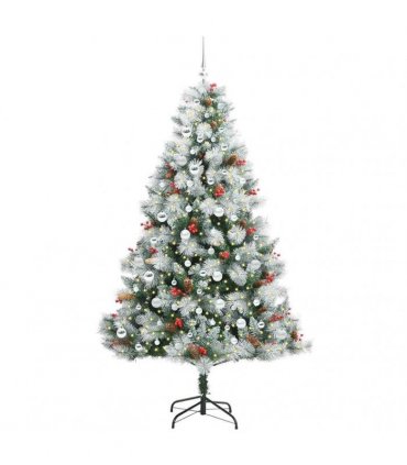 vidaXL Artificial Hinged Christmas Tree with Cones and Berries 210 cm