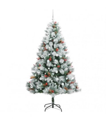 vidaXL Artificial Hinged Christmas Tree with Cones and Berries 210 cm