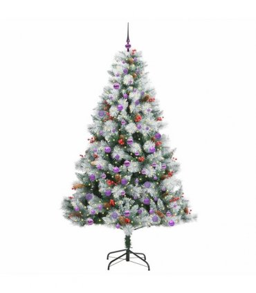 vidaXL Artificial Hinged Christmas Tree with Cones and Berries 210 cm