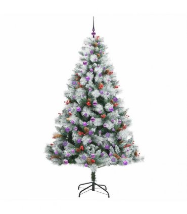 vidaXL Artificial Hinged Christmas Tree with Cones and Berries 210 cm