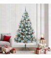 vidaXL Artificial Hinged Christmas Tree with Cones and Berries 210 cm