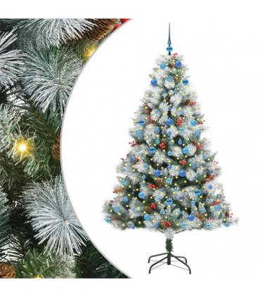 vidaXL Artificial Hinged Christmas Tree with Cones and Berries 210 cm