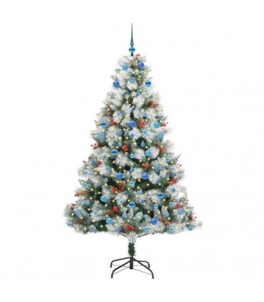 vidaXL Artificial Hinged Christmas Tree with Cones and Berries 210 cm