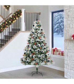 vidaXL Artificial Hinged Christmas Tree with Cones and Berries 240 cm