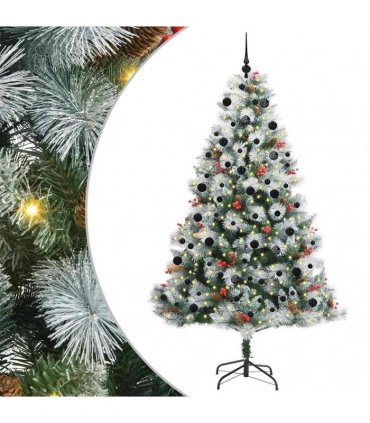 vidaXL Artificial Hinged Christmas Tree with Cones and Berries 240 cm