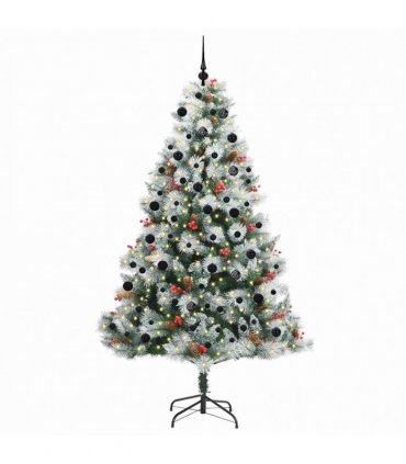 vidaXL Artificial Hinged Christmas Tree with Cones and Berries 240 cm