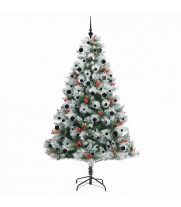 vidaXL Artificial Hinged Christmas Tree with Cones and Berries 240 cm