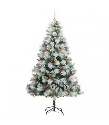 vidaXL Artificial Hinged Christmas Tree with Cones and Berries 240 cm