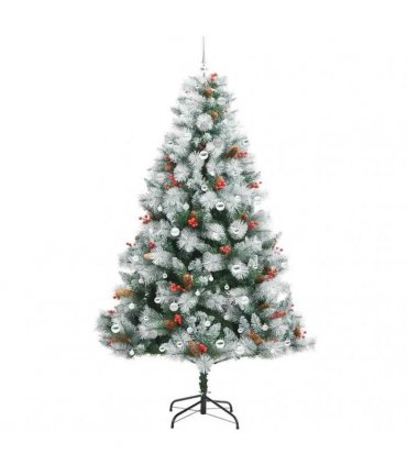 vidaXL Artificial Hinged Christmas Tree with Cones and Berries 240 cm