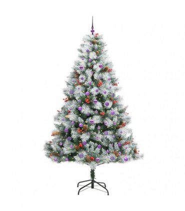 vidaXL Artificial Hinged Christmas Tree with Cones and Berries 240 cm