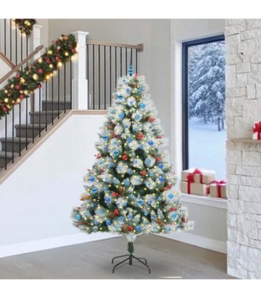 vidaXL Artificial Hinged Christmas Tree with Cones and Berries 240 cm