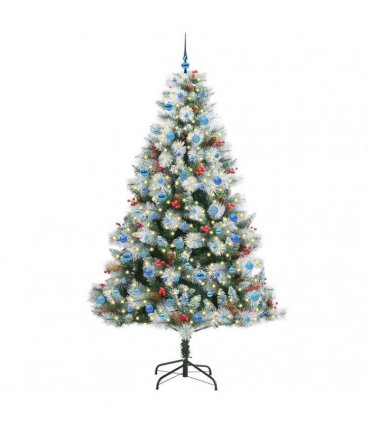 vidaXL Artificial Hinged Christmas Tree with Cones and Berries 240 cm