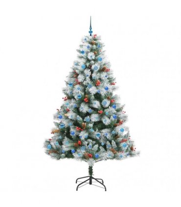 vidaXL Artificial Hinged Christmas Tree with Cones and Berries 240 cm