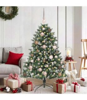 vidaXL Artificial Christmas Tree Green and white 120 cm PVC