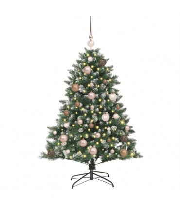 vidaXL Artificial Christmas Tree Green and white 120 cm PVC