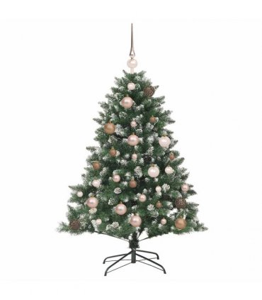 vidaXL Artificial Christmas Tree Green and white 120 cm PVC