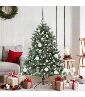 vidaXL Artificial Christmas Tree Green and white 120 cm PVC