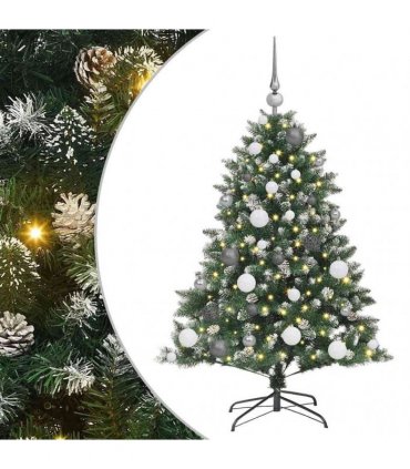 vidaXL Artificial Christmas Tree Green and white 120 cm PVC