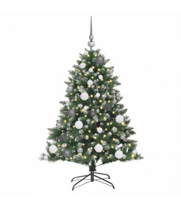 vidaXL Artificial Christmas Tree Green and white 120 cm PVC