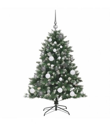 vidaXL Artificial Christmas Tree Green and white 120 cm PVC