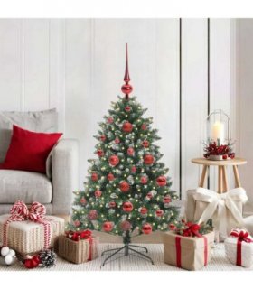 vidaXL Artificial Christmas Tree Green and white 120 cm PVC