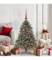 vidaXL Artificial Christmas Tree Green and white 120 cm PVC