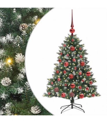 vidaXL Artificial Christmas Tree Green and white 120 cm PVC