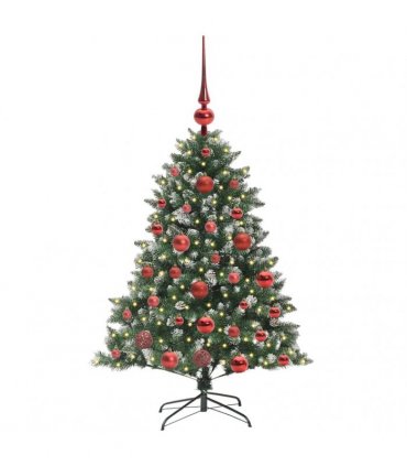 vidaXL Artificial Christmas Tree Green and white 120 cm PVC