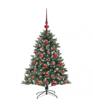 vidaXL Artificial Christmas Tree Green and white 120 cm PVC