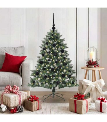 vidaXL Artificial Christmas Tree Green and white 120 cm PVC