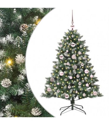 vidaXL Artificial Christmas Tree Green and white 120 cm PVC