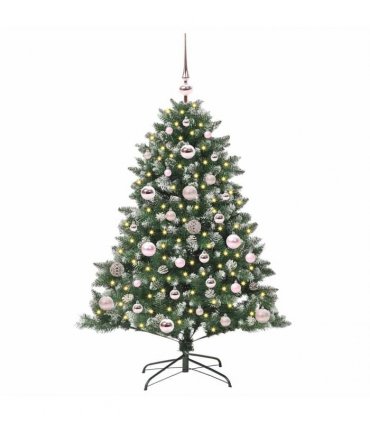 vidaXL Artificial Christmas Tree Green and white 120 cm PVC