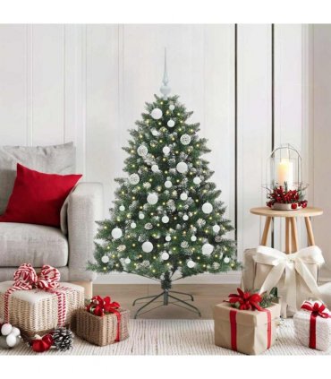 vidaXL Artificial Christmas Tree Green and white 120 cm PVC