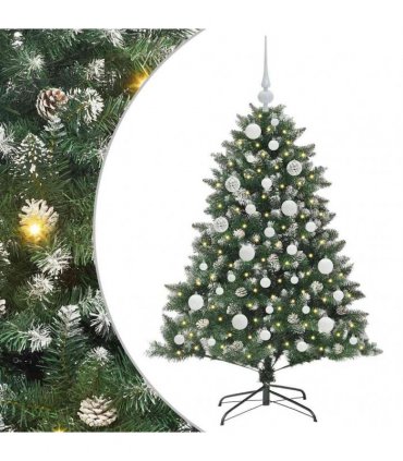 vidaXL Artificial Christmas Tree Green and white 120 cm PVC