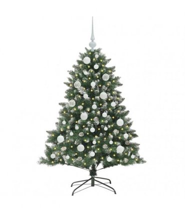vidaXL Artificial Christmas Tree Green and white 120 cm PVC