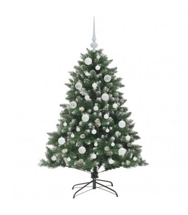 vidaXL Artificial Christmas Tree Green and white 120 cm PVC