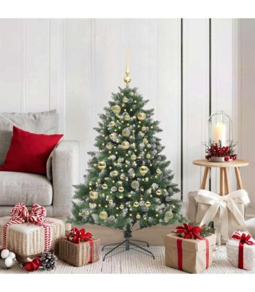vidaXL Artificial Christmas Tree Green and white 120 cm PVC
