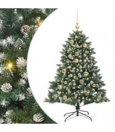 vidaXL Artificial Christmas Tree Green and white 120 cm PVC