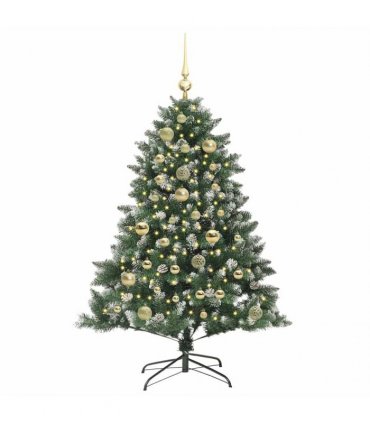 vidaXL Artificial Christmas Tree Green and white 120 cm PVC