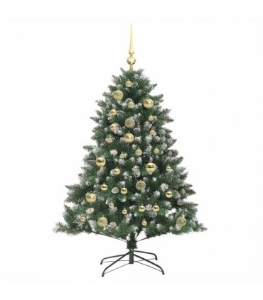 vidaXL Artificial Christmas Tree Green and white 120 cm PVC