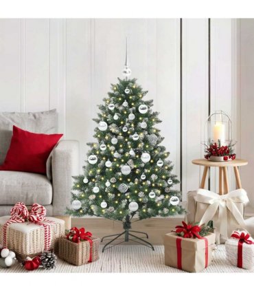 vidaXL Artificial Christmas Tree Green and white 120 cm PVC