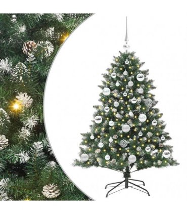 vidaXL Artificial Christmas Tree Green and white 120 cm PVC
