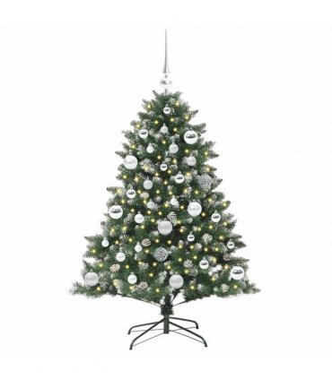vidaXL Artificial Christmas Tree Green and white 120 cm PVC