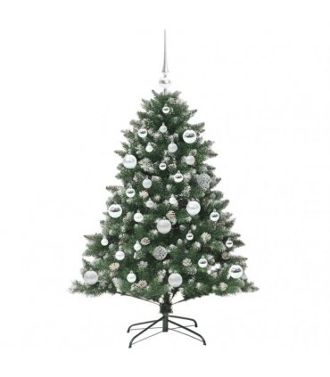 vidaXL Artificial Christmas Tree Green and white 120 cm PVC