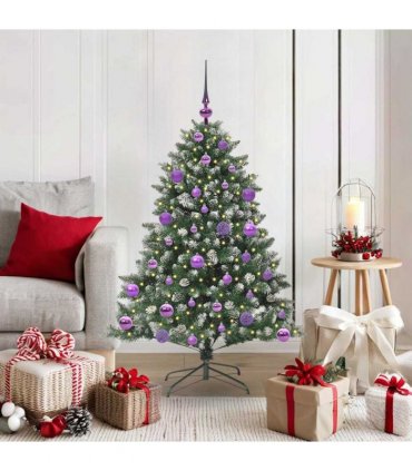 vidaXL Artificial Christmas Tree Green and white 120 cm PVC