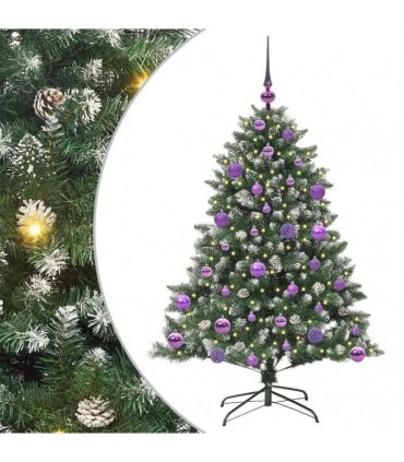 vidaXL Artificial Christmas Tree Green and white 120 cm PVC